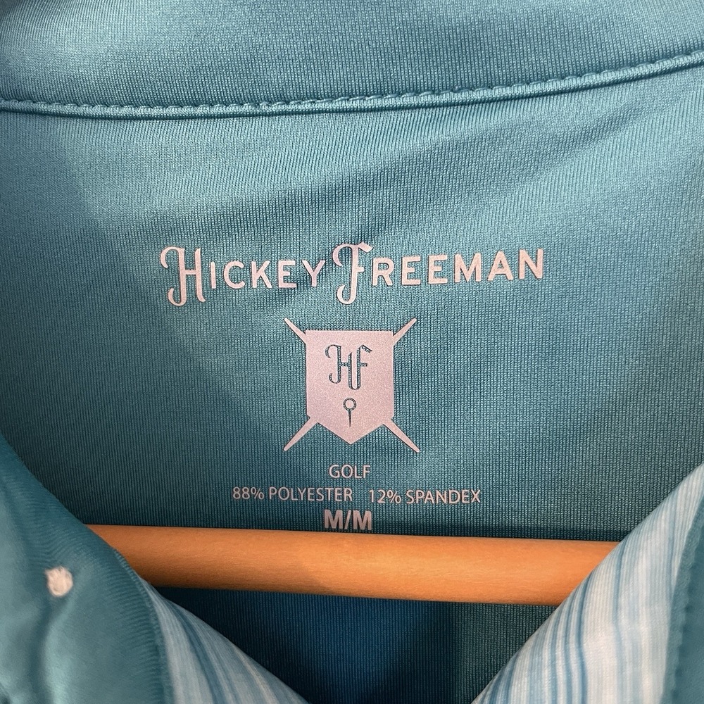 Hickey Freeman Performance Fabric Aqua Polo Golf Shirt Men's Medium Stretch - Picture 4 of 14